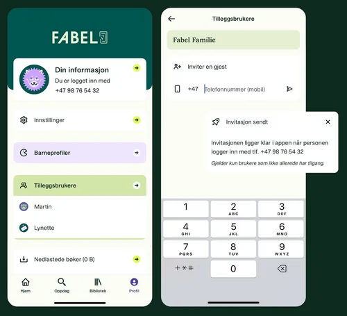 Slik inviterer du tilleggsbrukere i Fabel-appen