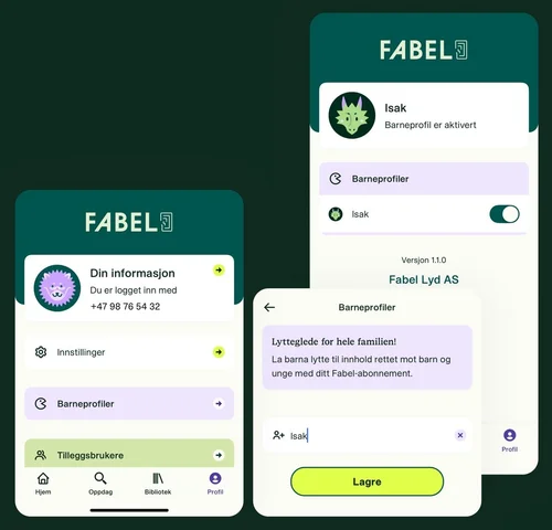 Slik oppretter du barneprofil i Fabel-appen