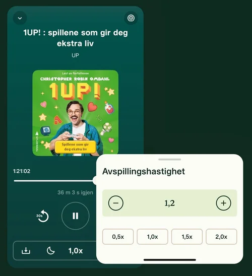 Slik justerer du avspillingshastigheten i Fabel-appen