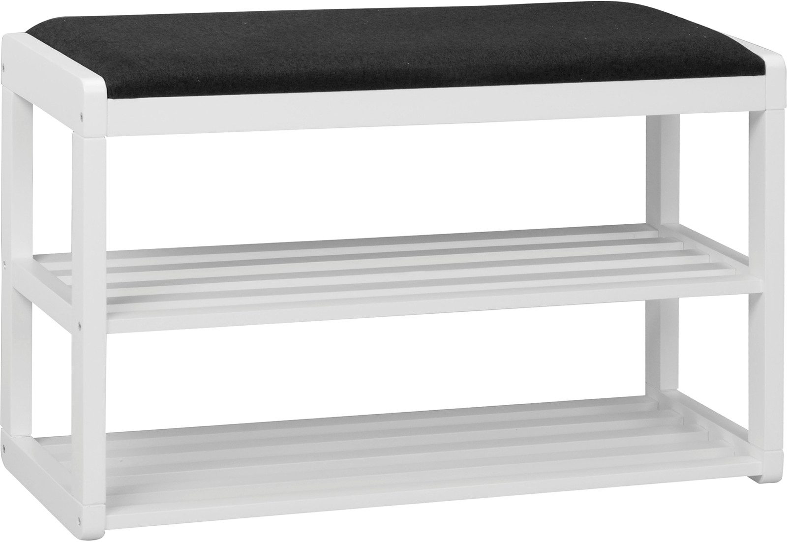 Methro entrebenk/skohylle hvit/mørk grått stoff