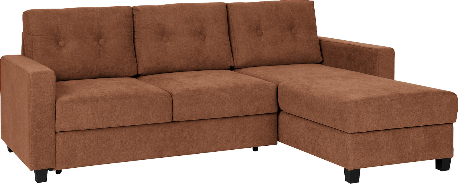 Trento 3s m/sjeselong, m/knapp og pocket madrass, stoff Bloq