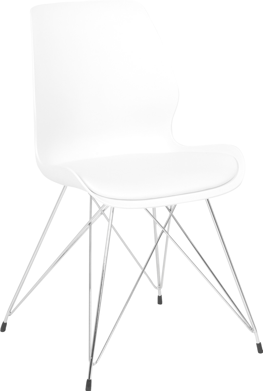 Stewart spisestol hvit, krom base