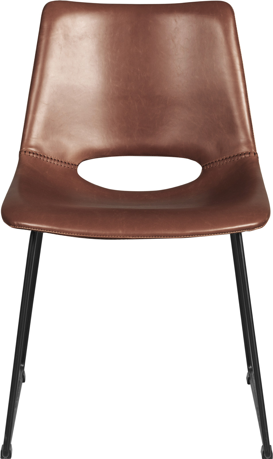 Manning stol cognac kunstlær/sorte metallben