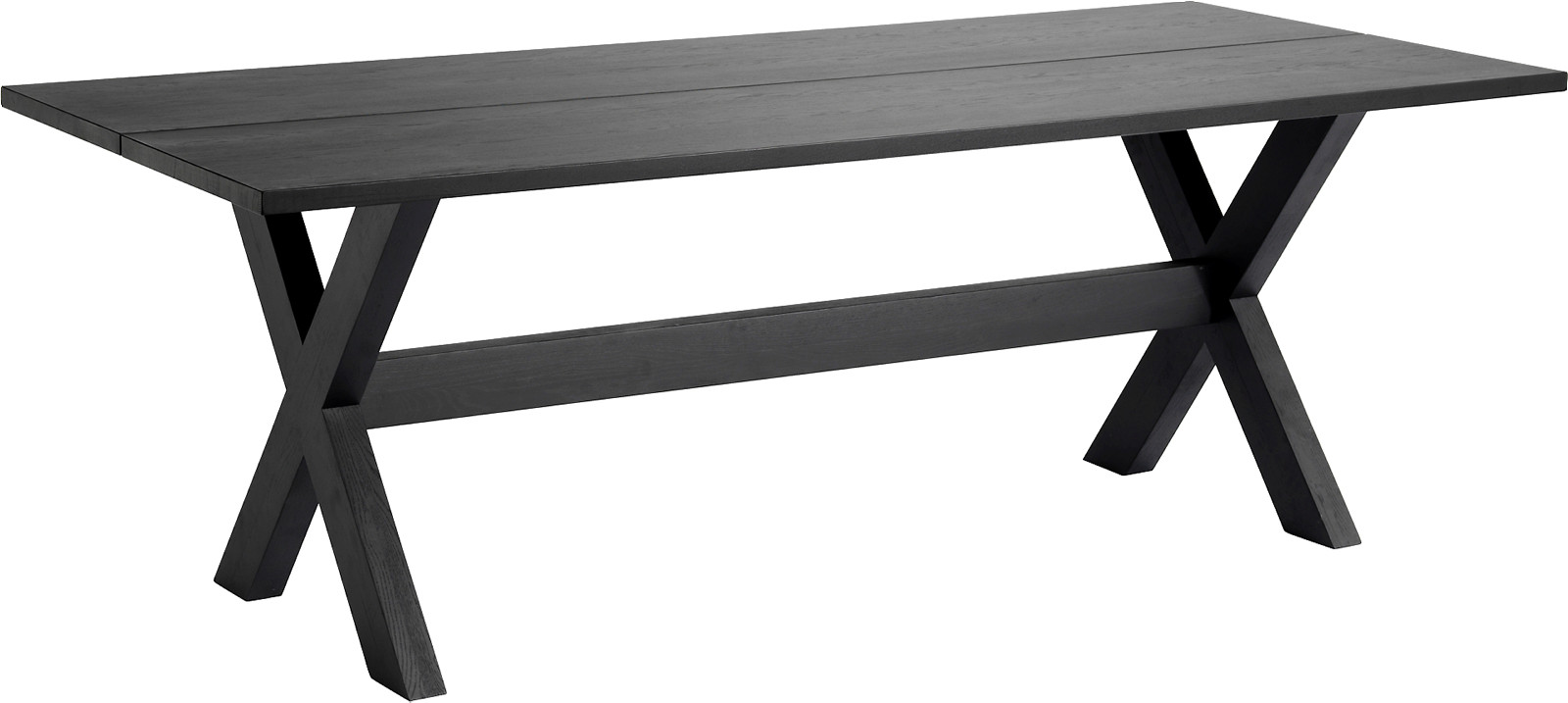 Nobel spisebord, 220x100 cm, med X-ben, matt sort