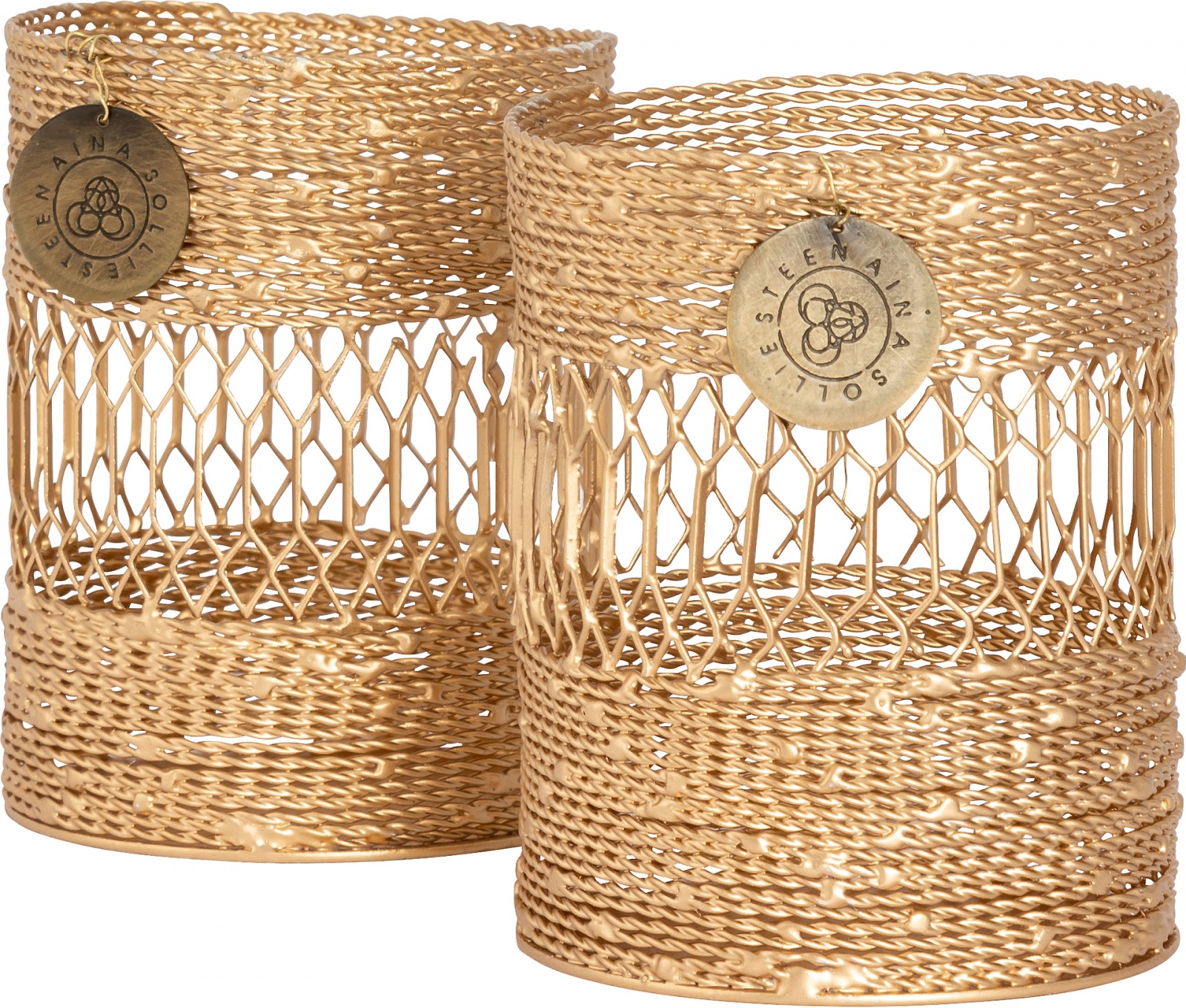 Aina Sollie Steen lyslykt gull, 10x8cm, sett