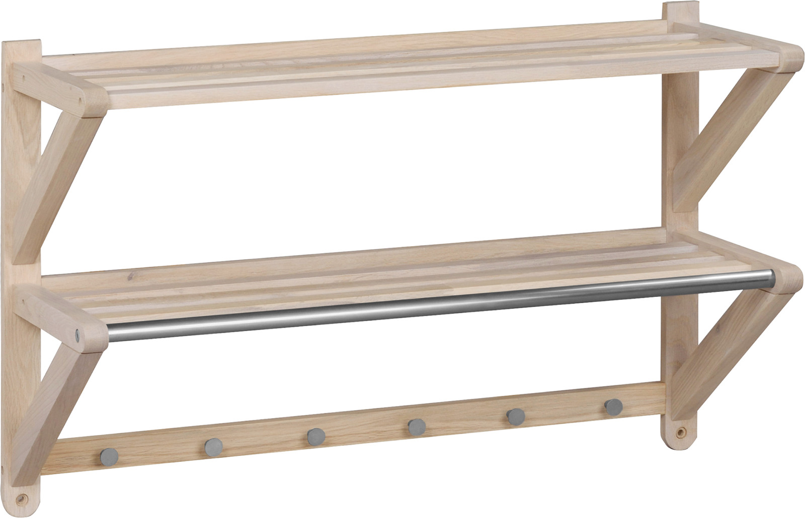 Methro dobbel hattehylle hvitvasket eik/metall