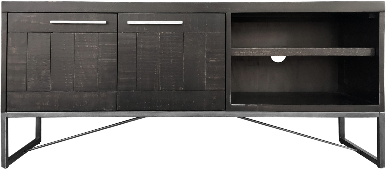 Dalton TV-benk sort/sort-grå metall ben
