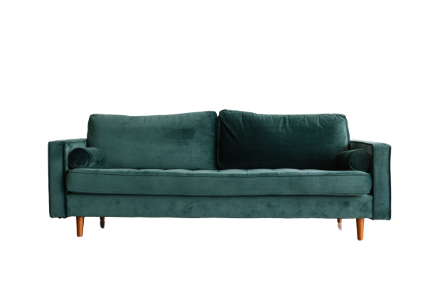 Blue velour sofa