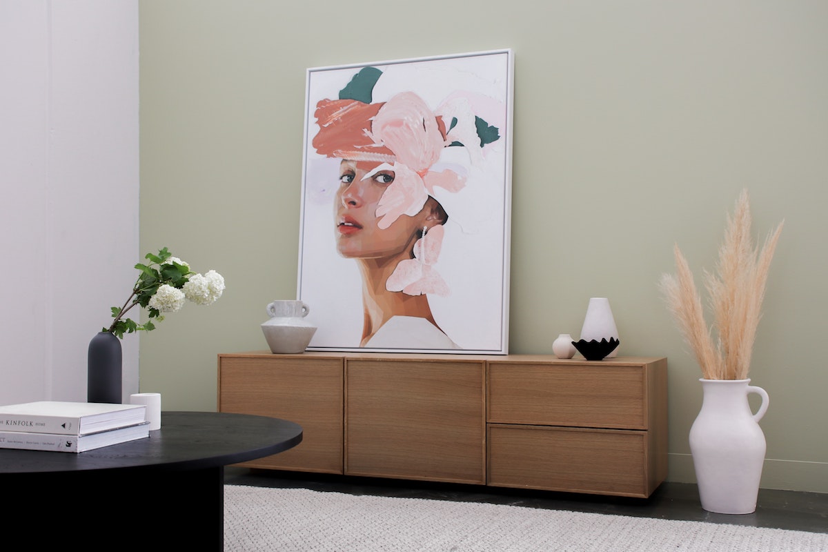 Oblong Dresser with Cabinets