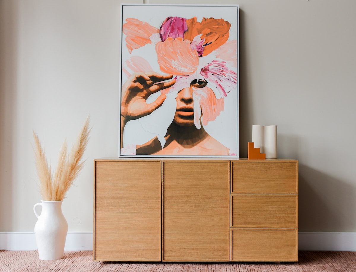 Oblong Dresser with Cabinets & Drawers