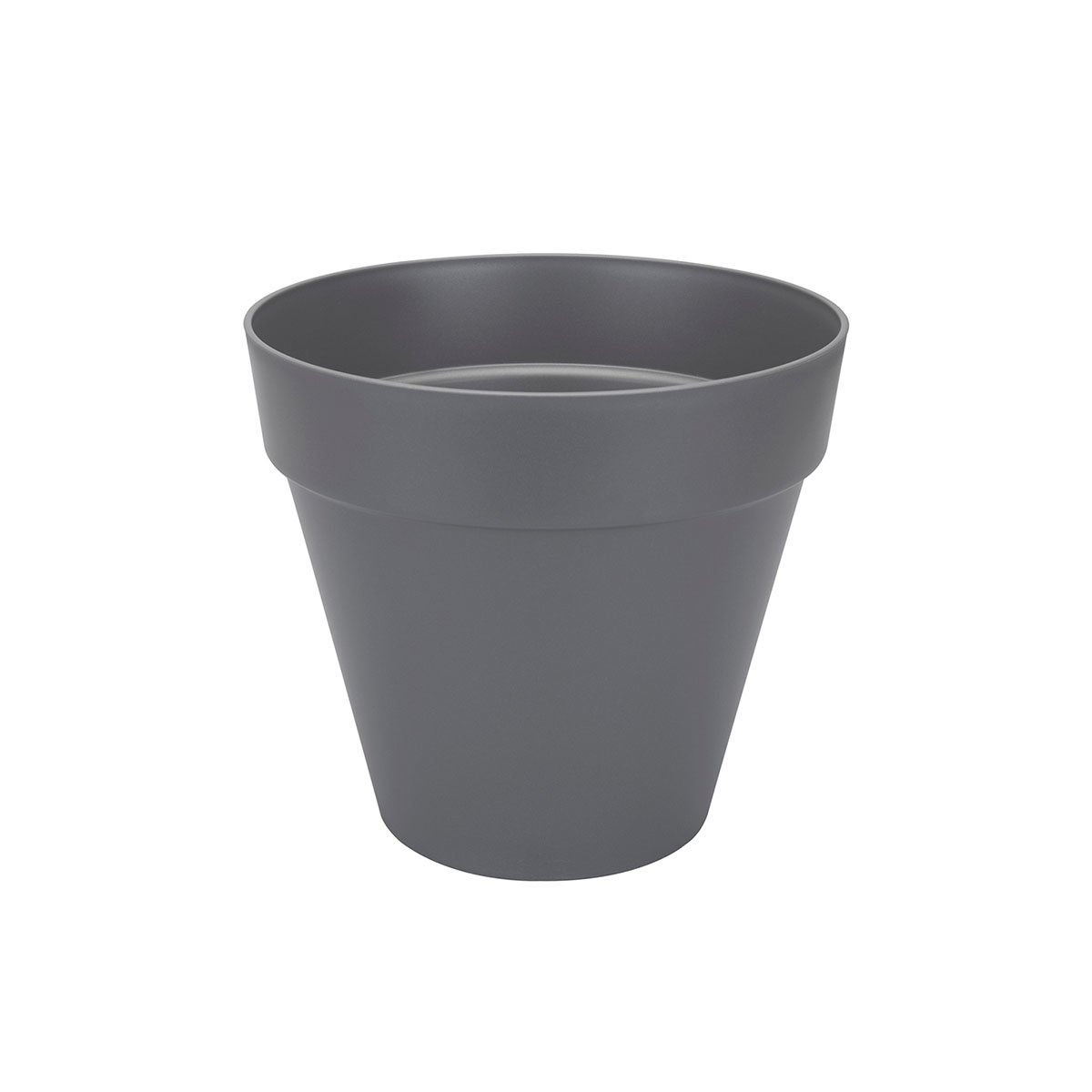 Grå utepotte med hjul, i plast, 40 cm