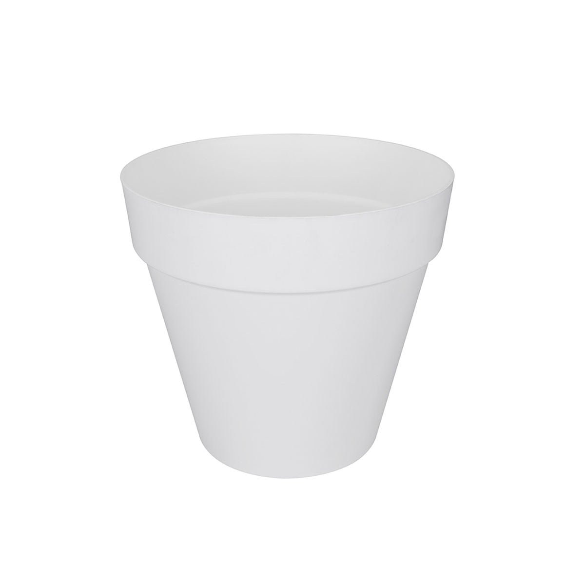 Hvit utepotte i plast, 25 cm