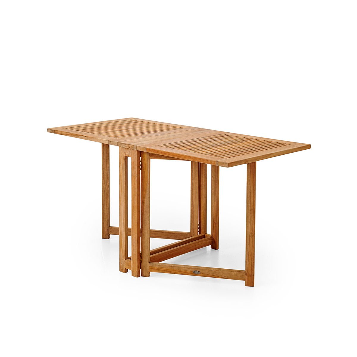 Klassisk klaffebord i teak, som passer fint både på terrassen og i hagen. Bordet er sammenleggbart, så det tar liten plass