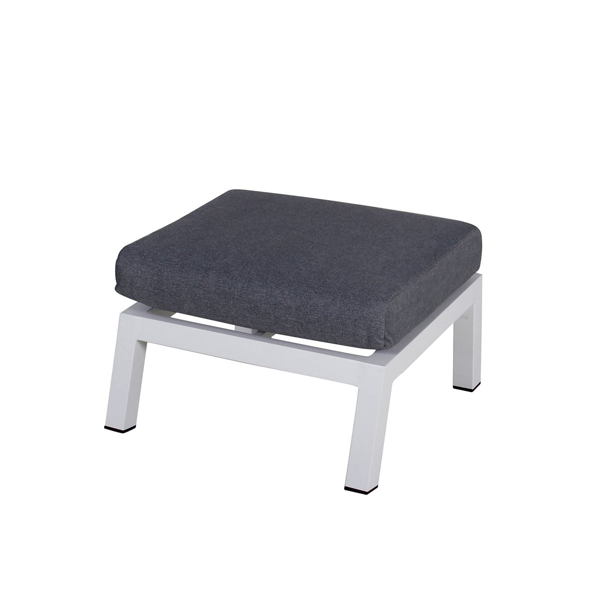 Fotpall Skylar i hvit matt aluminium med hvit bakgrunnsbilde