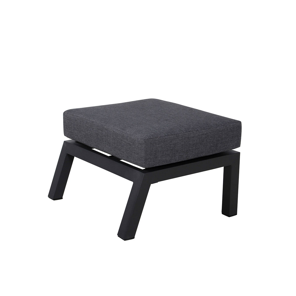 Fotpall Skylar i sort matt aluminium med hvit bakgrunnsbilde