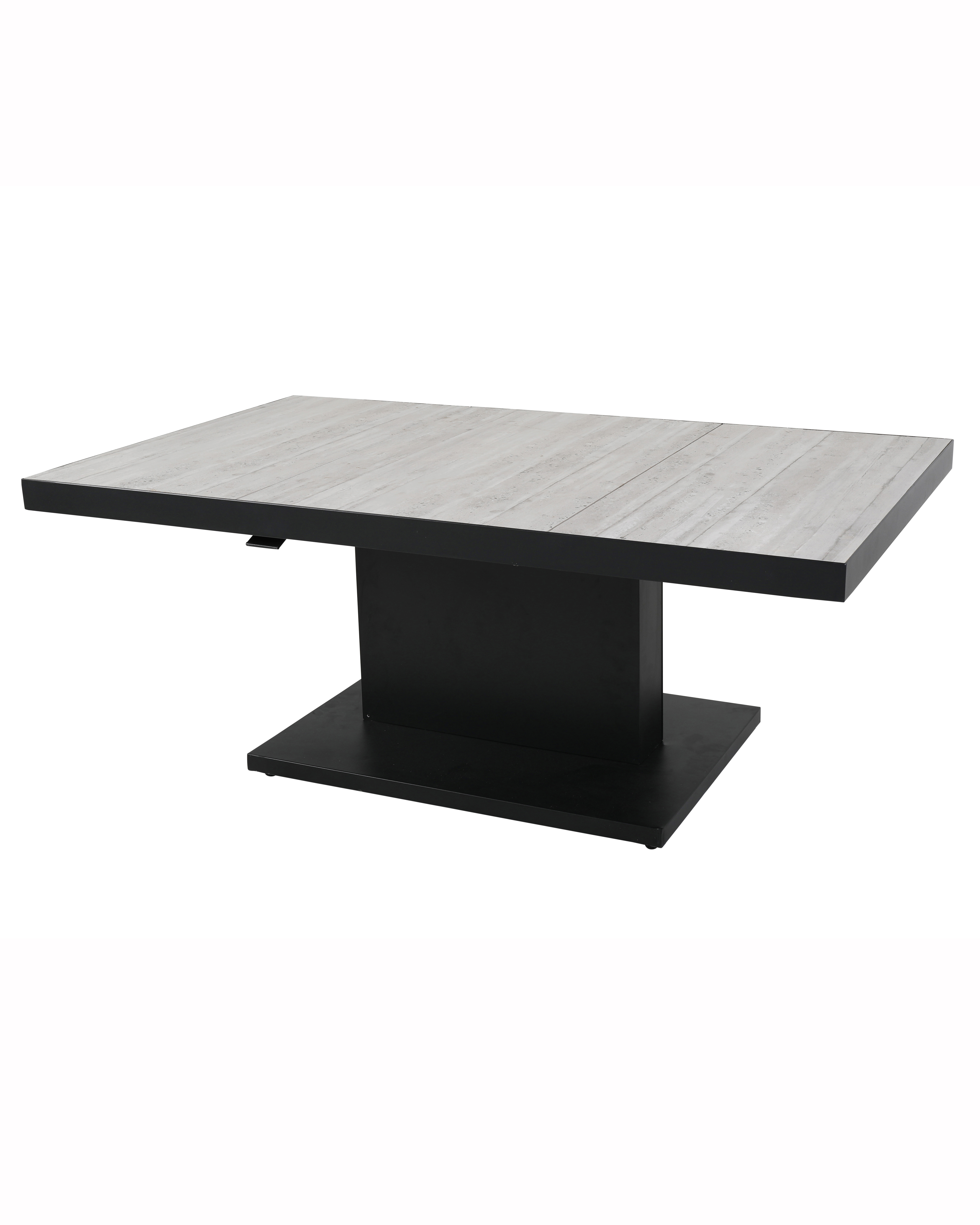 Aluminiumsbord i sort aluminium med gråbrun keramiske topp