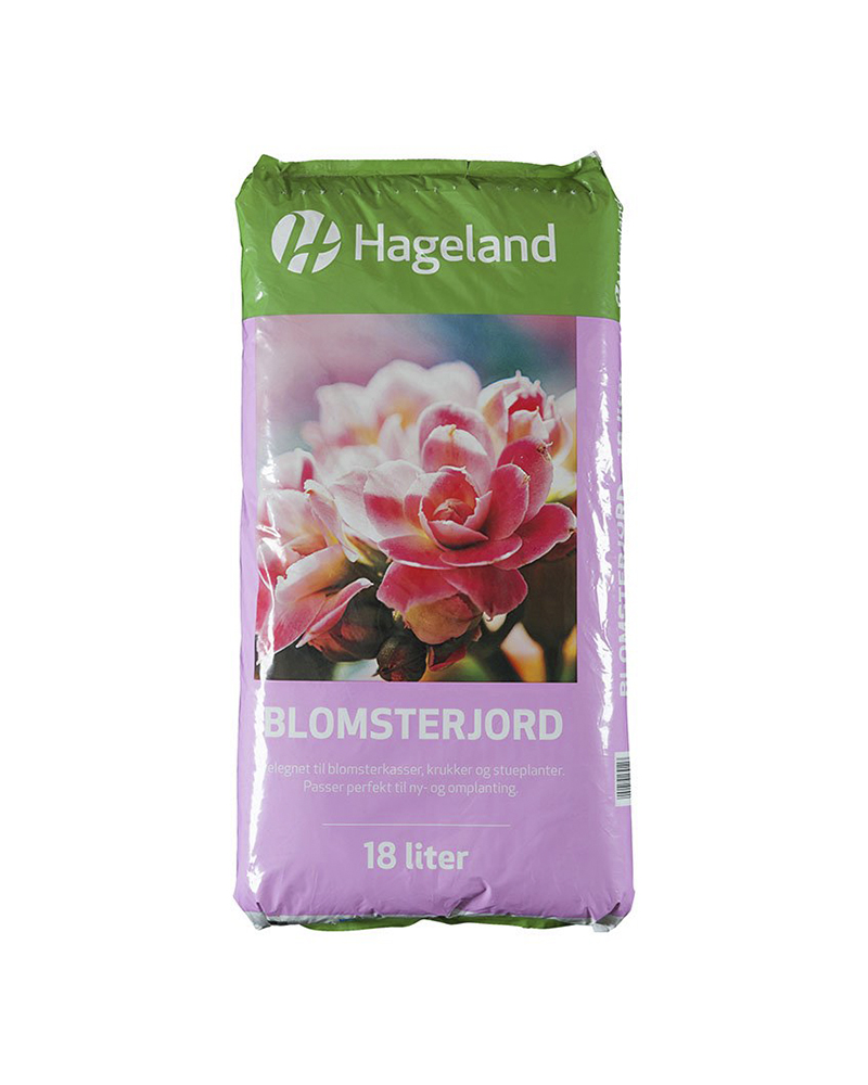pose med Hageland blomsterjord 18 liter