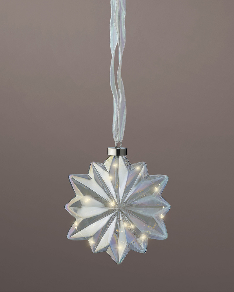 Dekorstjerne i glass med Led-lys
