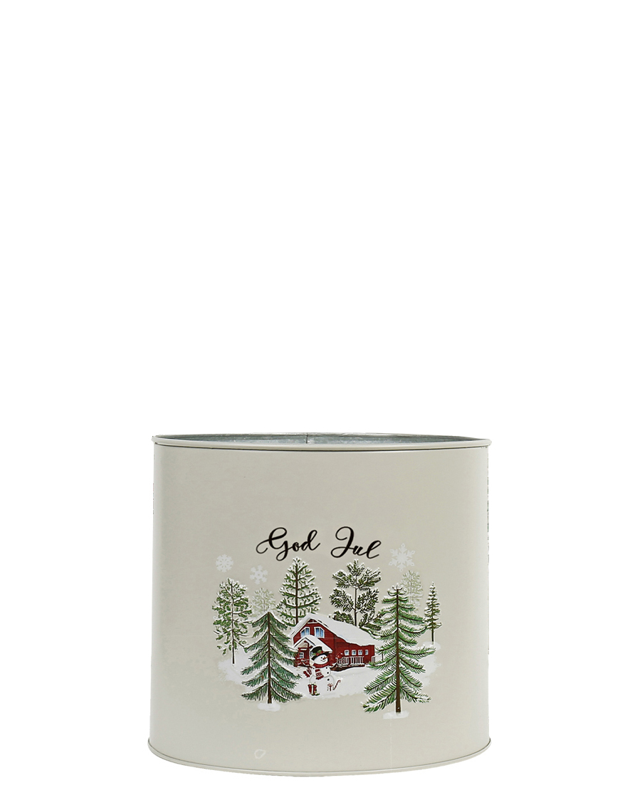 Blomsterpotte god jul metall 18 cm