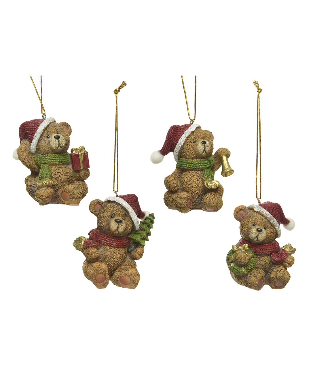 Julekule bamse H4,4 cm 4 assortert