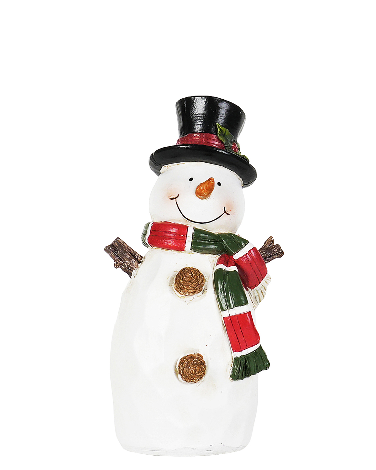 Pyntesnømann med skjerf og hatt. Julepynt. 