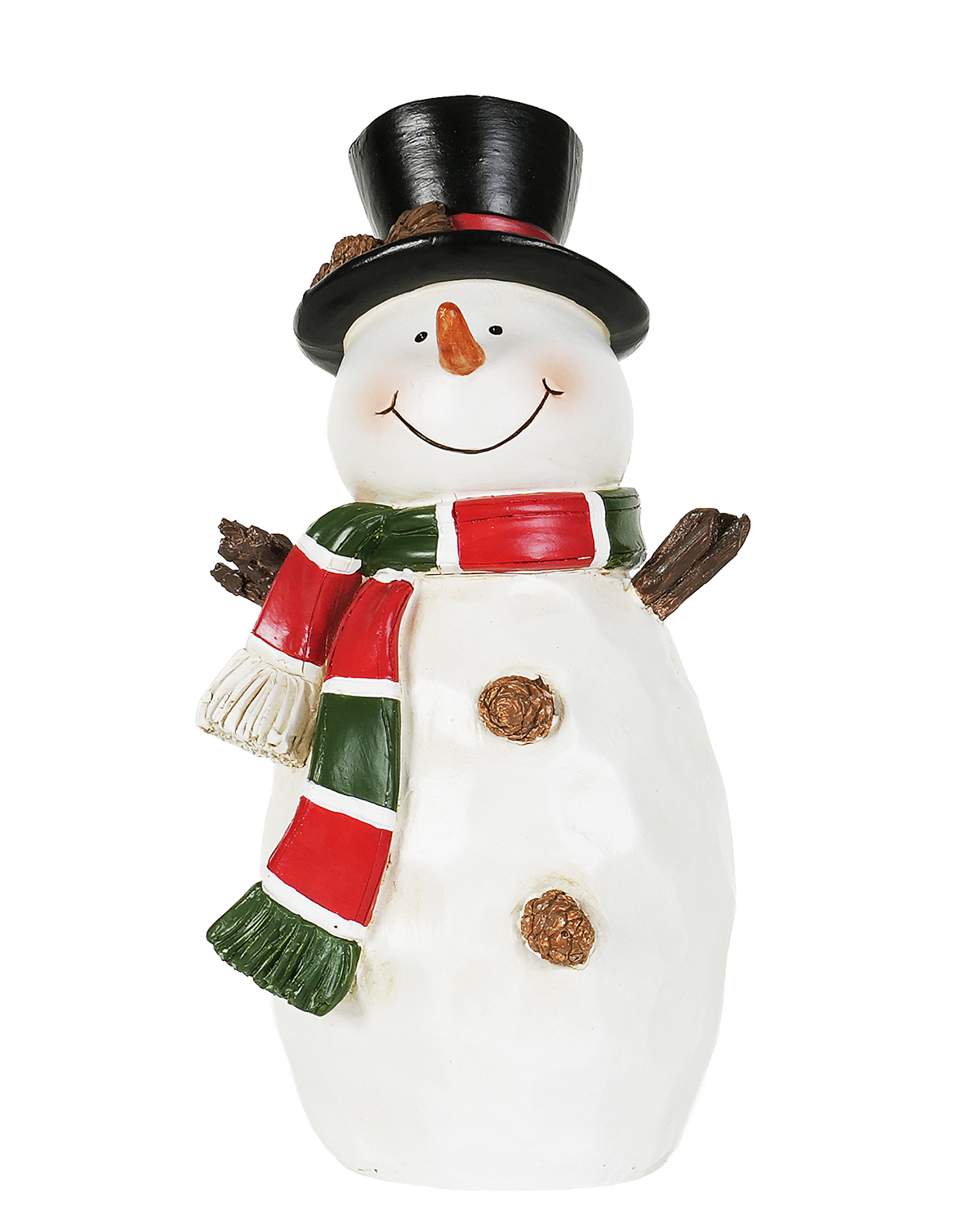 Snømann med skjerf og hatt. Julepynt.
