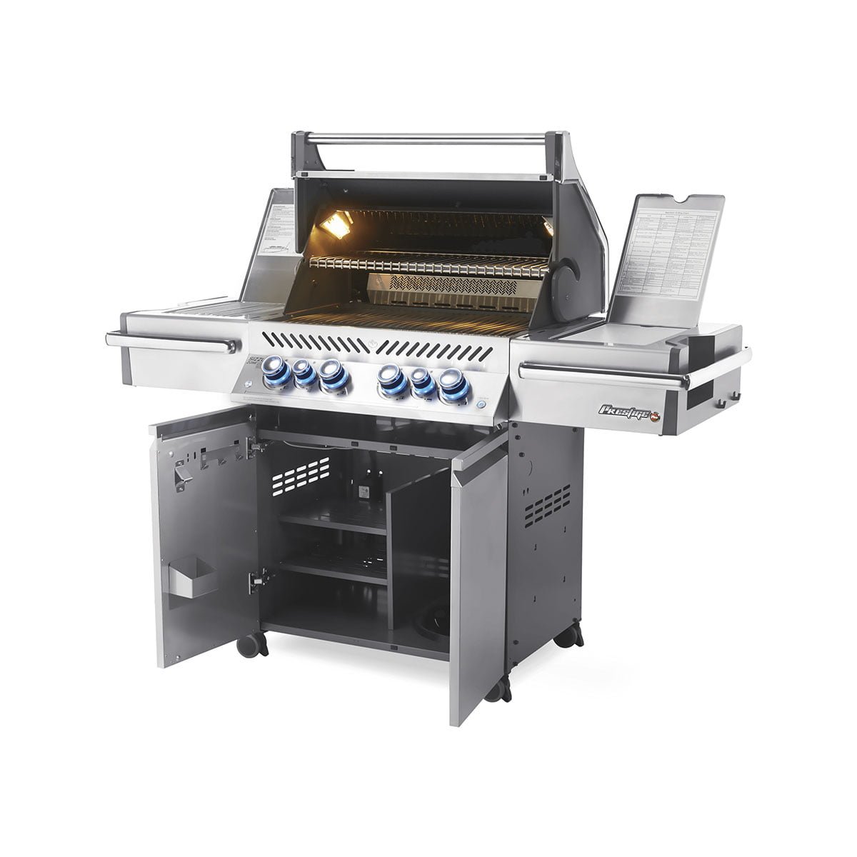 Prestige PRO ™ 500 gassgrill med 4 hovedbrennere og infrarød bakre- og sidebrenner er en grill i profesjonell stil