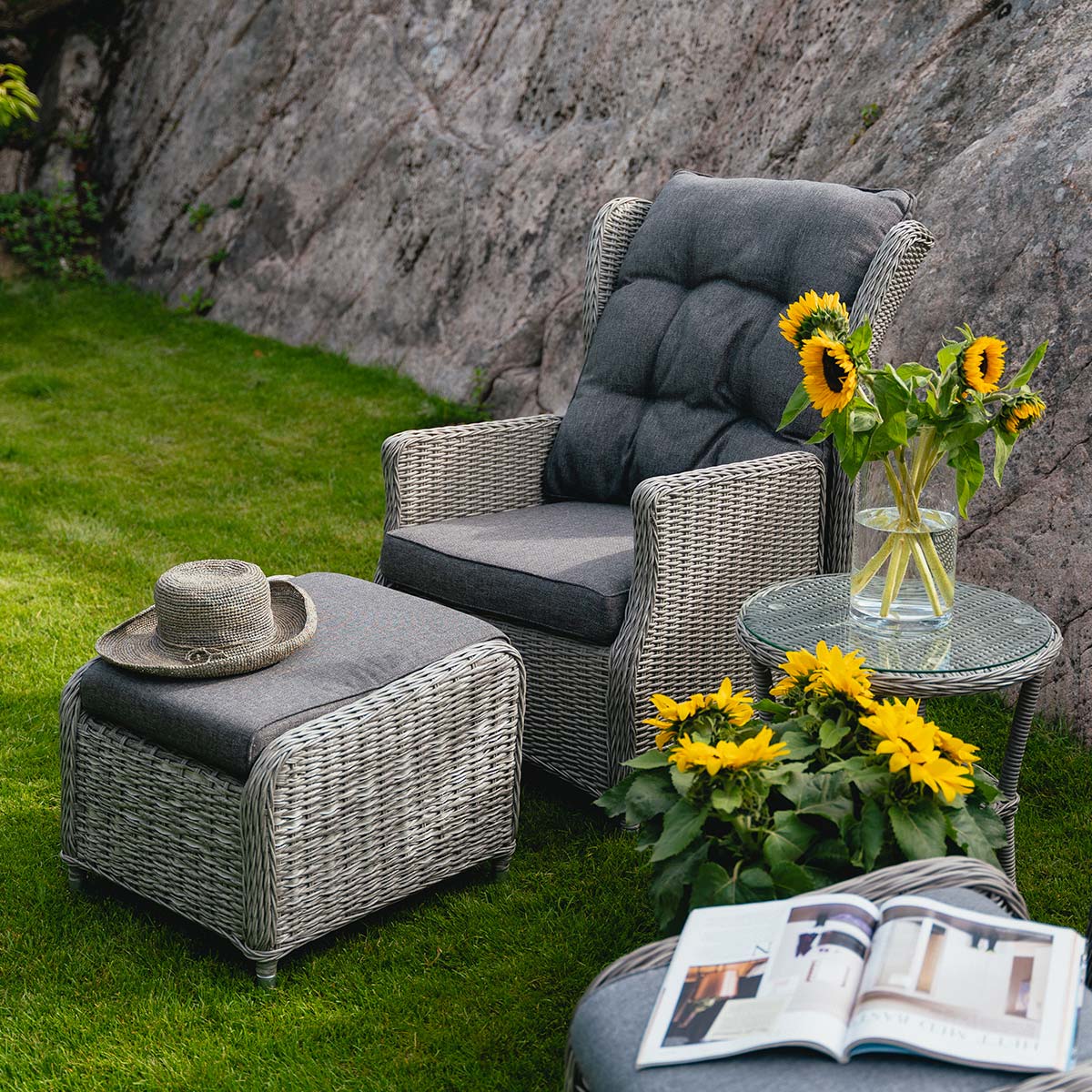 Reclinerstol Vallmo grå kunstrotting