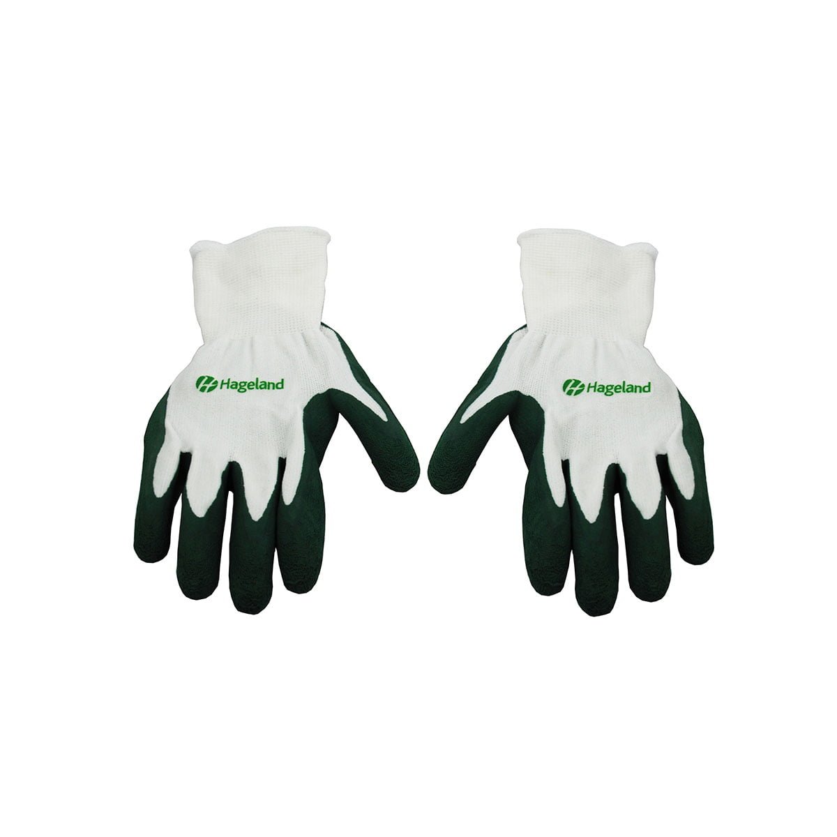 Hagehansker med Hageland-logo