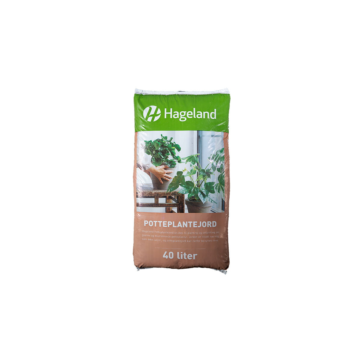 Hageland Potteplantejord er en torvbasert jord som er ideel for ompotting eller omplanting av grønne- og blomstrende potteplanter.