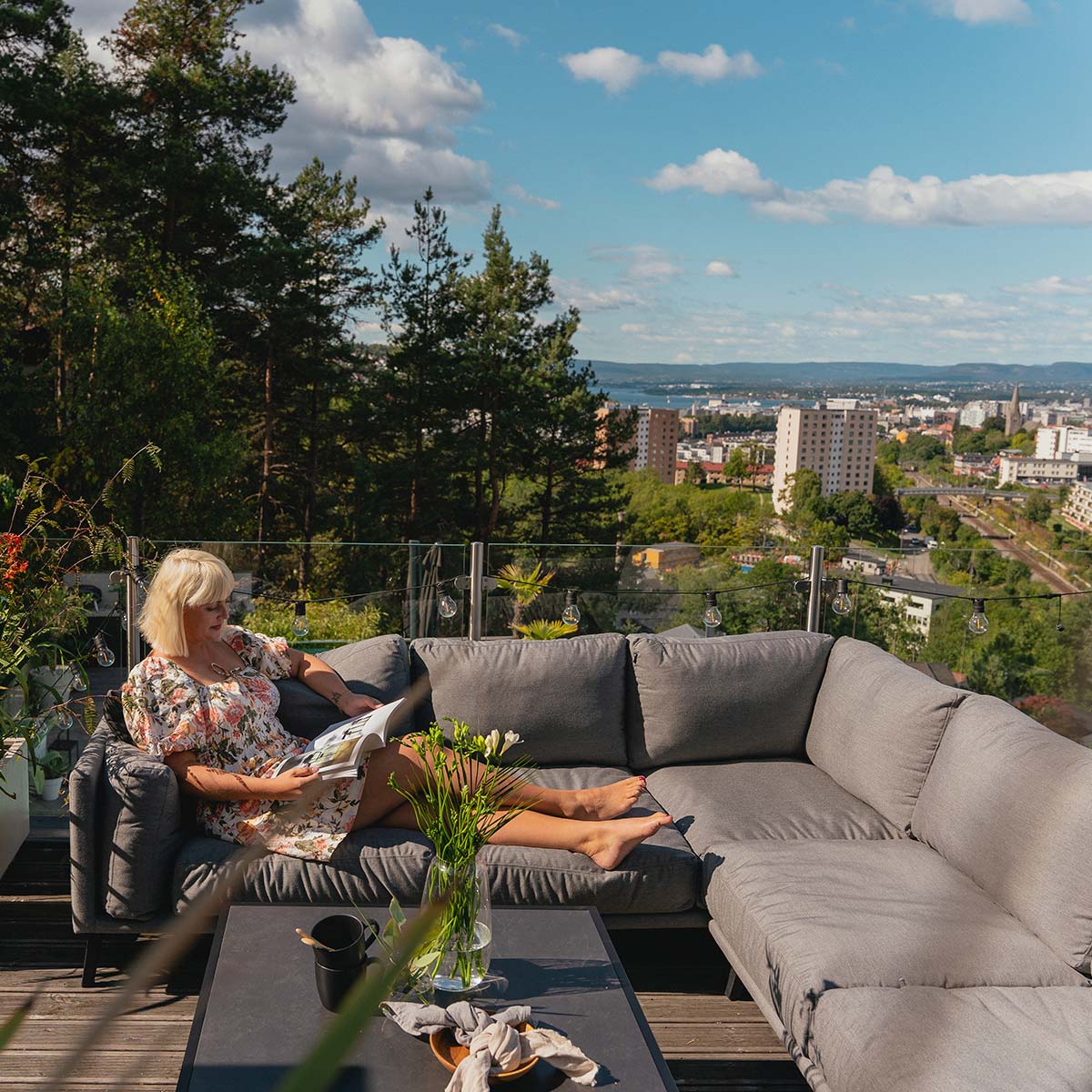 Hjørnesofa Scot sunbrella grå