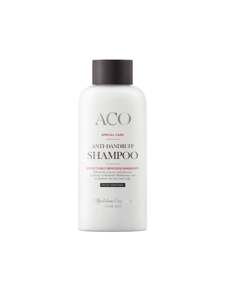 Bilde av en flaske med ACO Special Care Anti Dandruff Shampo uten parfyme 200ml