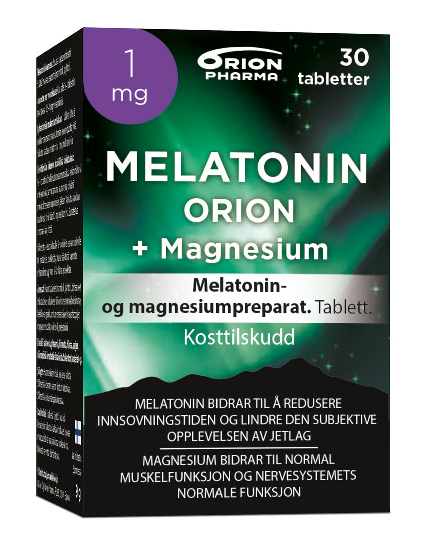 Produktbilde for Melatonin Orion 1 mg + magnesium 30 tabletter