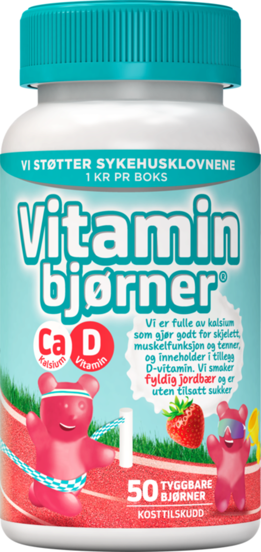 Produktbilde for Vitaminbjørner Kalsium og D-vitamin jordbærsmak 50 stk