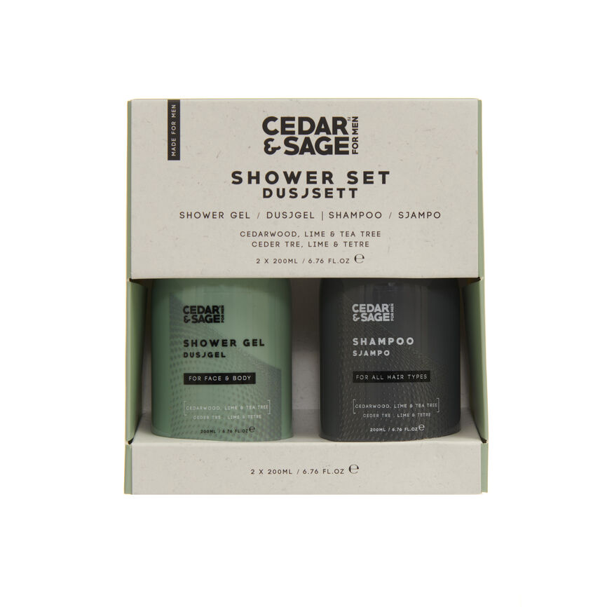 Produktbilde for Cedar & Sage gavesett med shampo og showergel