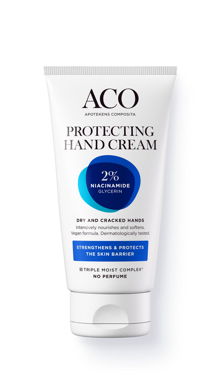 Produktbilde av ACO Special Care Protecting Hand Cream 75ml. En rik håndkrem som inneholder 2% Nicacinamide og er godt egnet for tørre og sensitive hender