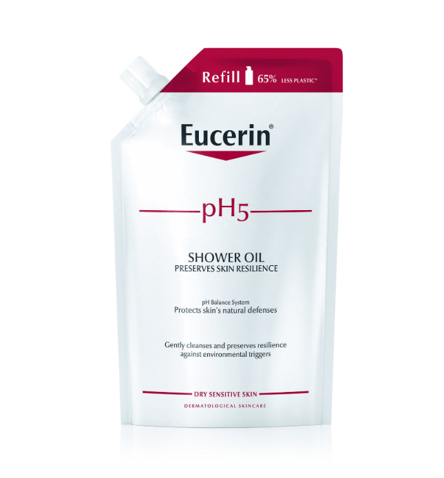 Bilde av en refill med Eucerin pH5 Shower Oil Refill parfymert 400 ml