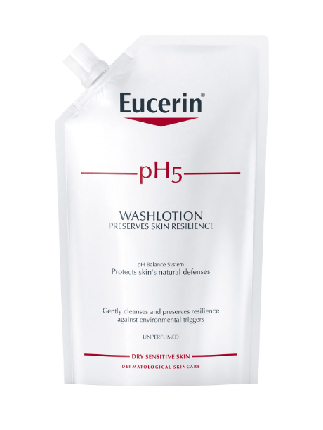 Bilde av en refill med Eucerin pH5 Washlotion uparfymert Refill 400 ml