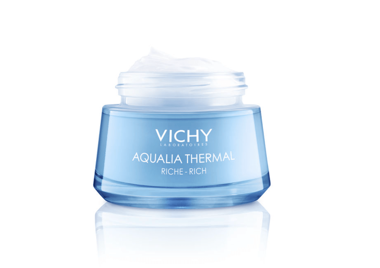 Bilde av en krukke med Vichy Aqualia Thermal Rich. Krukken er lyseblå.