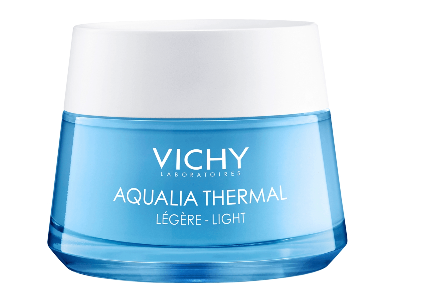 Bilde av en krukke med Vichy Aqualia Thermal Rehydration Light. Krukken er blå med hvit kork. 