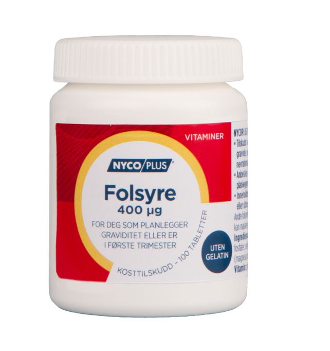 Nycoplus folsyre 400 mikrogram 100 tabletter