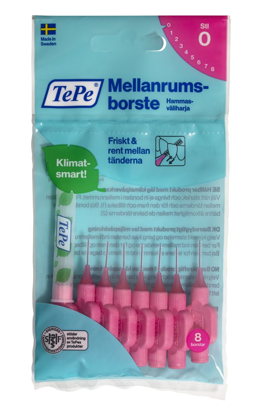 TePe mellomromsbørste 0,4 mm rosa 8 stk