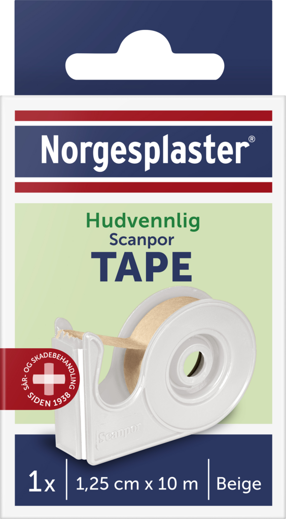 Norgesplaster Scanpor tape med dispenser beige 1,25 cm x 10 m