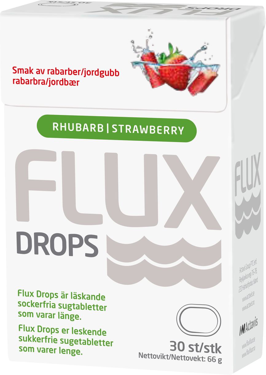 Flux Drops Jordbær & Rabarbra 30stk