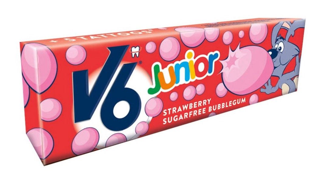 V6 Junior Strawberry Tyggegummi