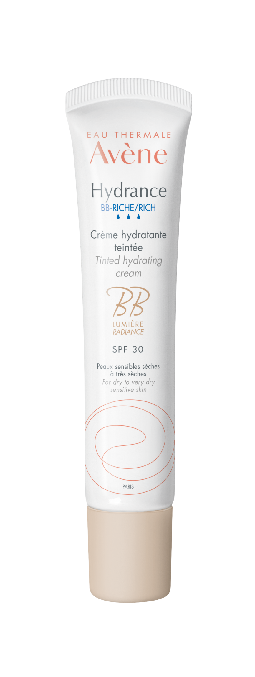 Bilde av en tube med Avène Hydrance BB Cream Rich SPF30.