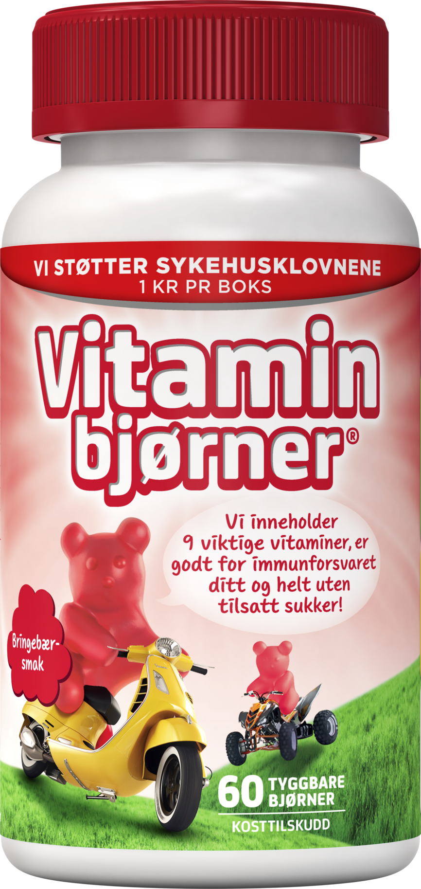 Vitaminbjørner bringebærsmak 60 stk