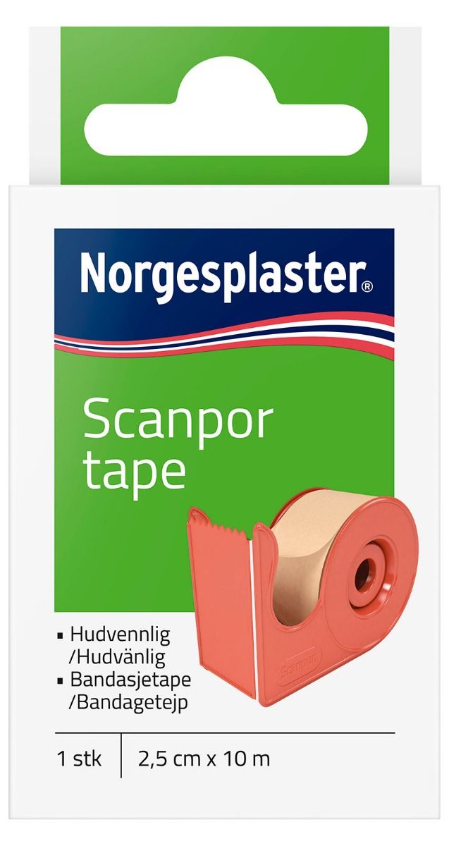 Norgesplaster Scanpor tape med dispenser beige 2,5 cm x 10 m