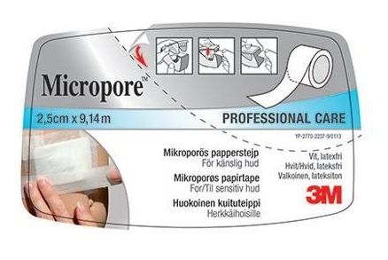 3M Micropore Hvit Tape 2,5cm x 9,14m