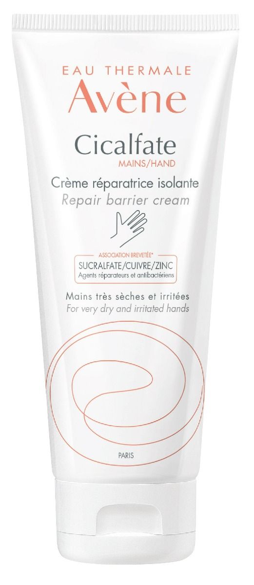 Bilde av en tube med Avène Cicalfate Hand Cream . Tuben er hvit. 